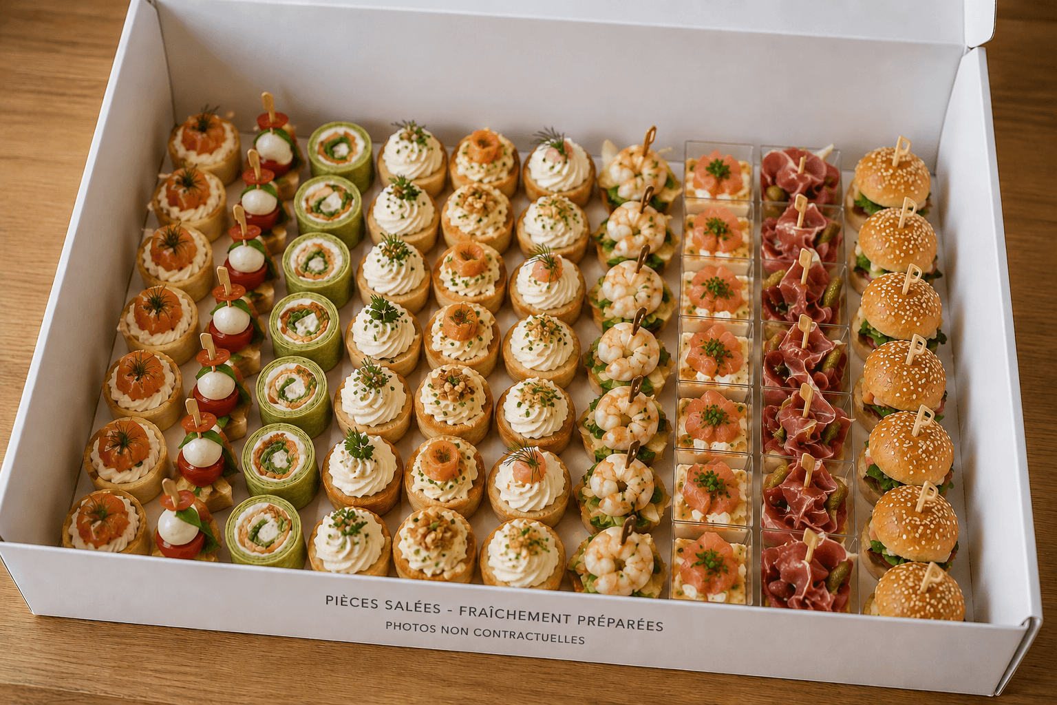Buffet traiteur FêteABox présenté en boîtes de livraison